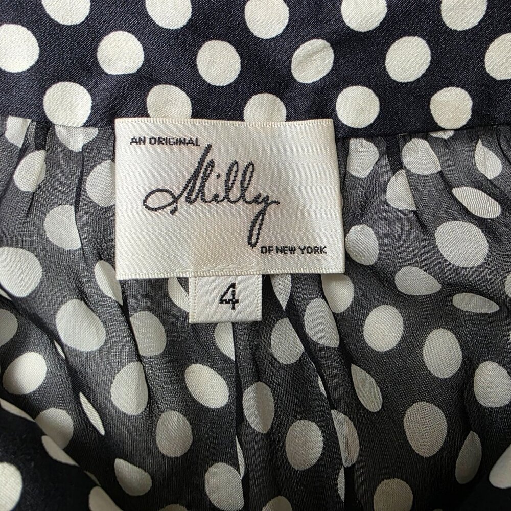 Milly of New York Black & White Polka Dot Sheer Blouse - Picture 4 of 4